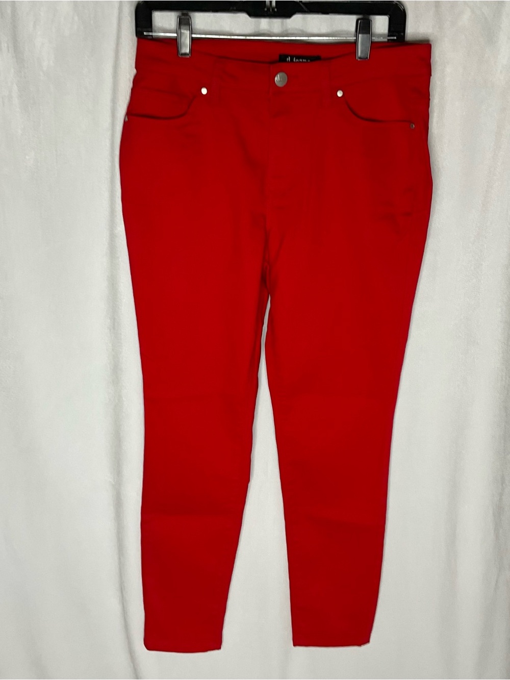 d. Jeans Women's Vibrant Red Skinny Jeans Size 10 High Rise Cotton Blend